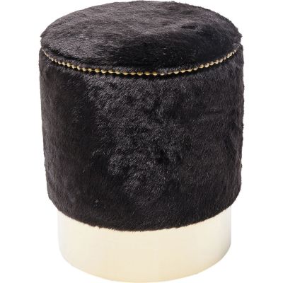 Пуф Cherry Fur Black Brass d:35cm 84323 в Киеве купить kare-design мебель свет декор