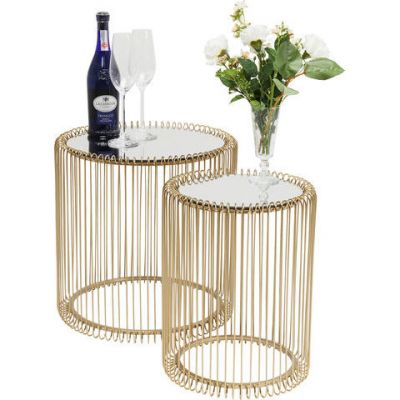 Столик приставной Wire Brass (2/Set) d:44cm 83457 в Киеве купить kare-design мебель свет декор