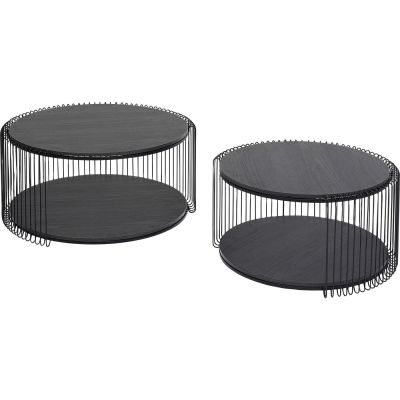 Кофейный столик Wire Double Black Wood (2/Set) 87960 в Киеве купить kare-design мебель свет декор