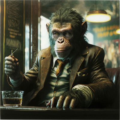 Картина на стекле Drinking Monkey 100x100cm 56267 в Киеве купить kare-design мебель свет декор