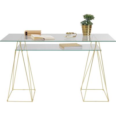 Стол письменный Polar 135 см. Brass Matt 8mm Tempered Glass 85221 в Киеве купить kare-design мебель свет декор