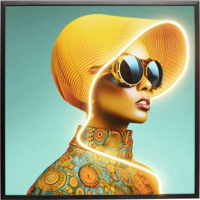 Картина в раме Sun Hat Woman Yellow LED 80x80cm 56576 в Киеве купить kare-design мебель свет декор