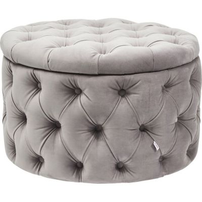 Пуф скриня круглий KARE DESIGN Desire Round Velvet Silver, d:73, (сірий) 81041 у Києві купити kare-design меблі світло декор