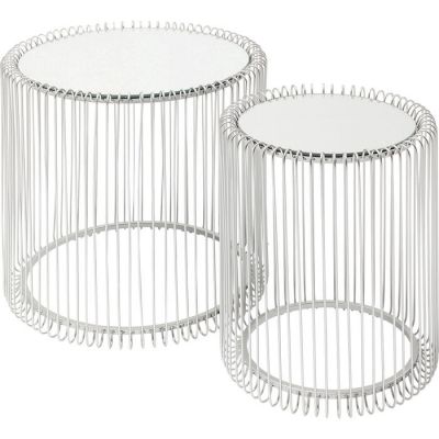 Столик приставний круглий KARE DESIGN Wire Silver (2/Set), d:44, (срібний) 80899 у Києві купити kare-design меблі світло декор