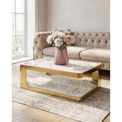 Столик журнальний прямокутний KARE DESIGN Nube Duo, 130х70 см, (біло-золотий) 87282 в Киеве купить kare-design мебель свет декор