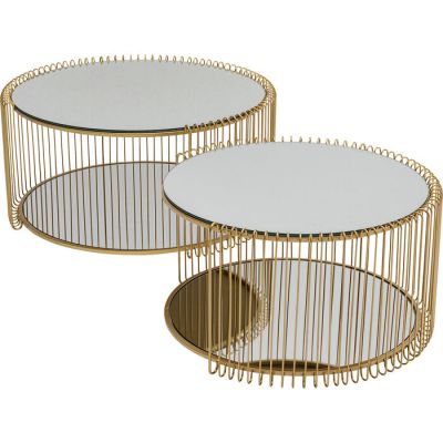 Столик журнальний круглий KARE DESIGN Wire Double Brass (2/Set), d:70, (золотий) 87674 у Києві купити kare-design меблі світло декор