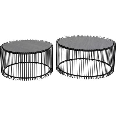 Столик журнальний KARE DESIGN Wire Black  Wood, 2/Set, (чорний) 87816 у Києві купити kare-design меблі світло декор