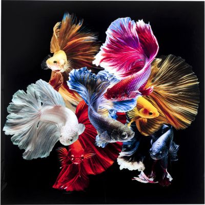 Картина на стекле Colorful Swarm Betta Fish 120x120 53082 в Киеве купить kare-design мебель свет декор