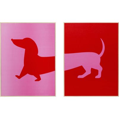 Картина Dog Frankie (2/Set), (червоно-рожевий) 56303 у Києві купити kare-design меблі світло декор